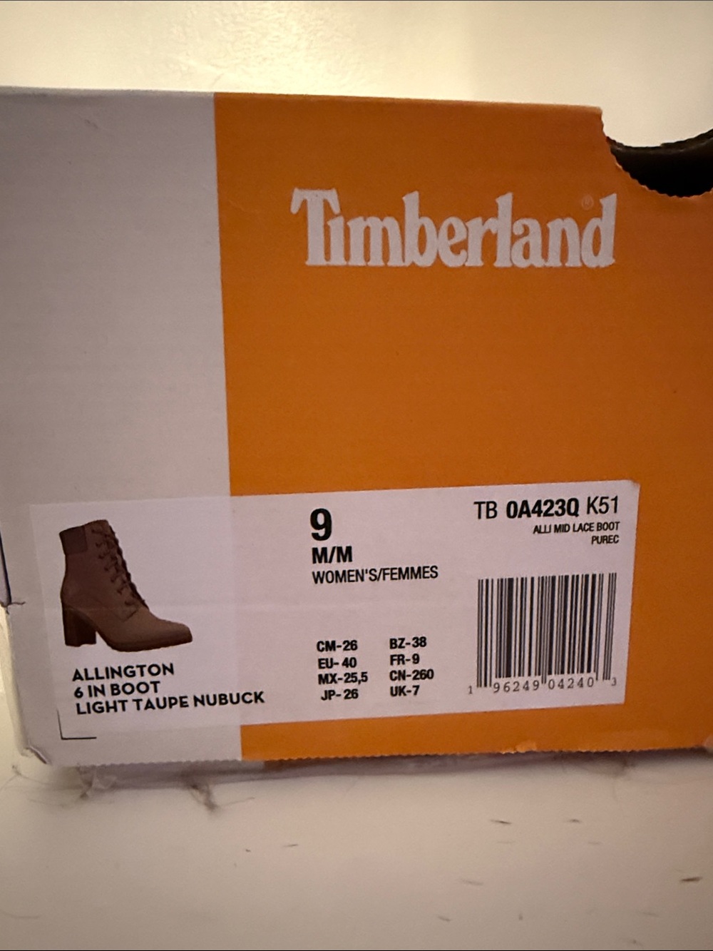 Timberland Light Taupe Women's Lace-Up Mid Heel Boots New In Box